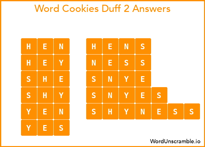 Word Cookies Duff 2 Answers