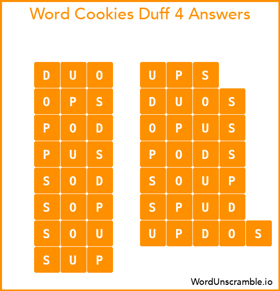 Word Cookies Duff 4 Answers
