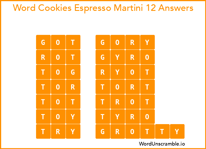 Word Cookies Espresso Martini 12 Answers