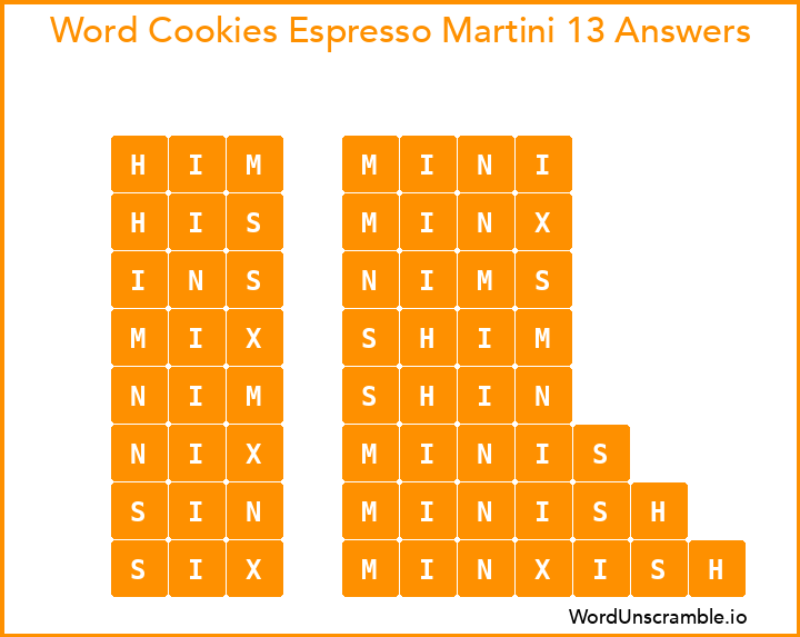 Word Cookies Espresso Martini 13 Answers
