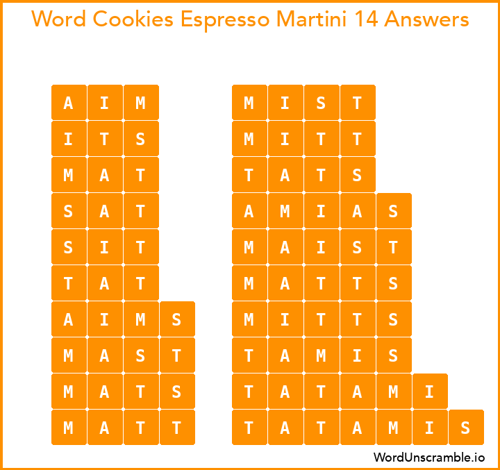 Word Cookies Espresso Martini 14 Answers