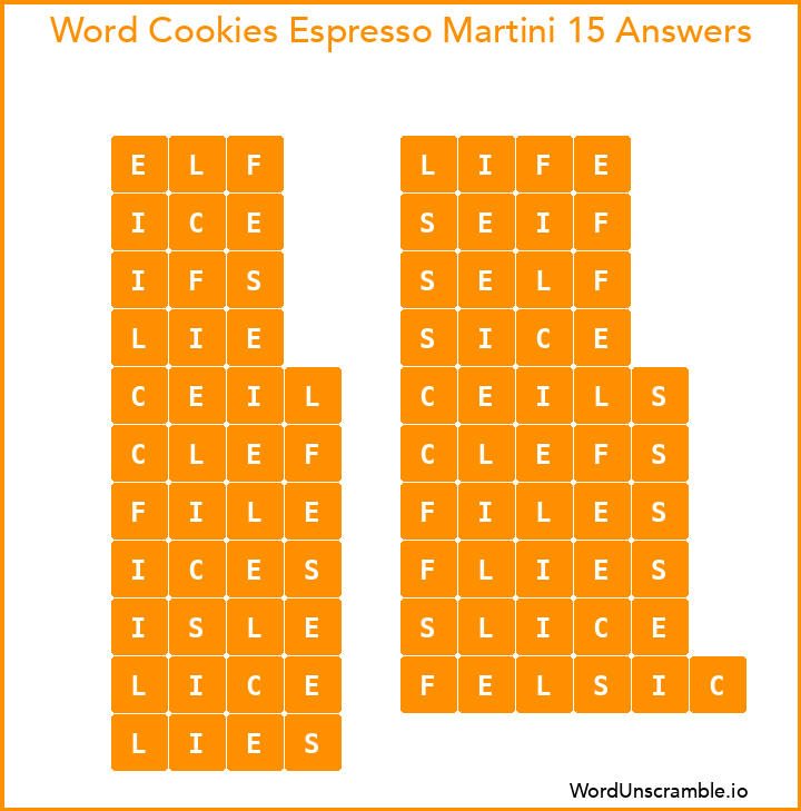 Word Cookies Espresso Martini 15 Answers