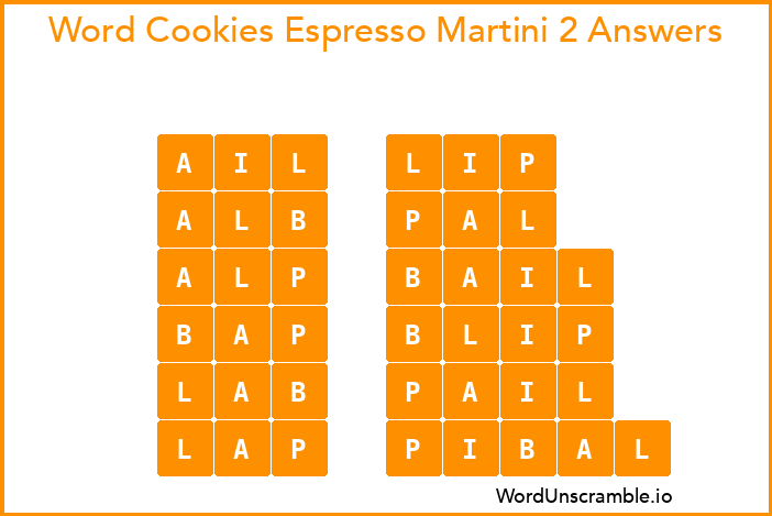 Word Cookies Espresso Martini 2 Answers