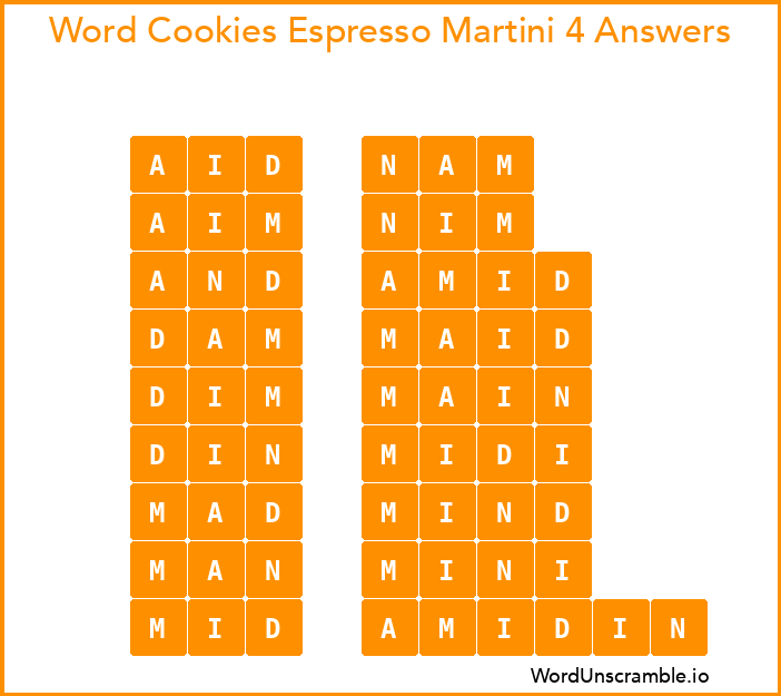 Word Cookies Espresso Martini 4 Answers