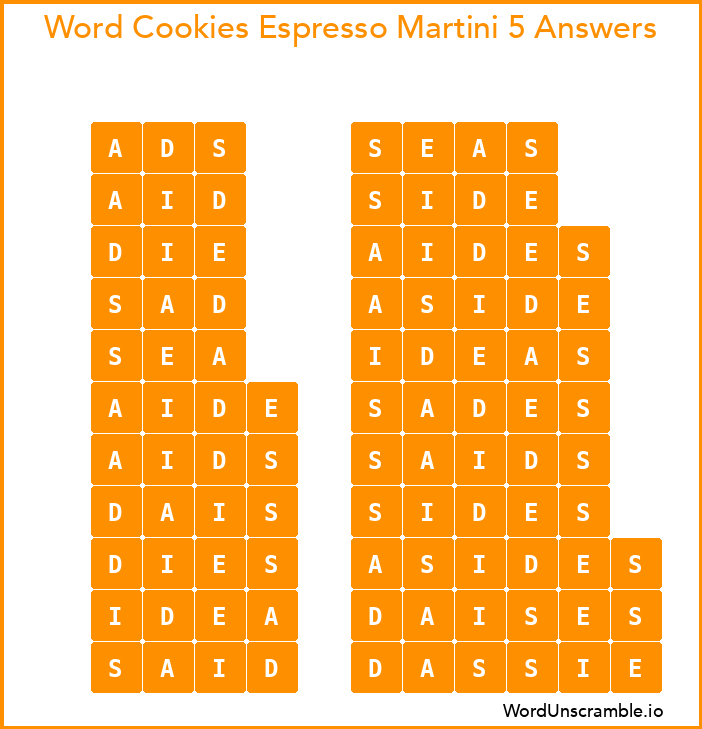 Word Cookies Espresso Martini 5 Answers
