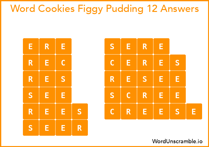 Word Cookies Figgy Pudding 12 Answers