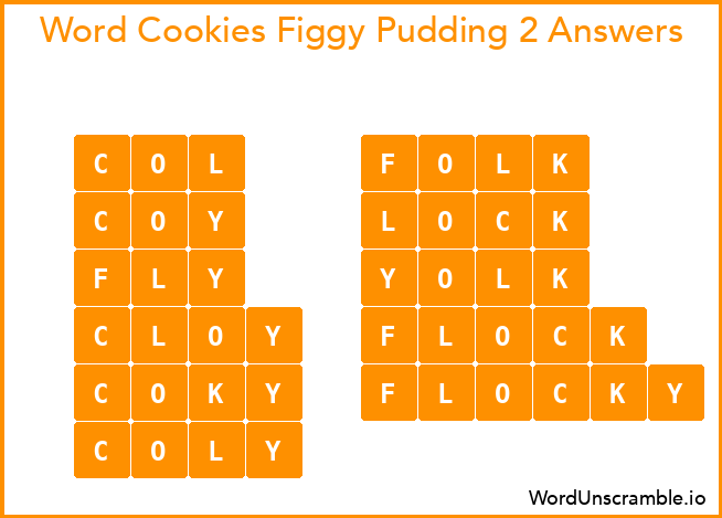 Word Cookies Figgy Pudding 2 Answers
