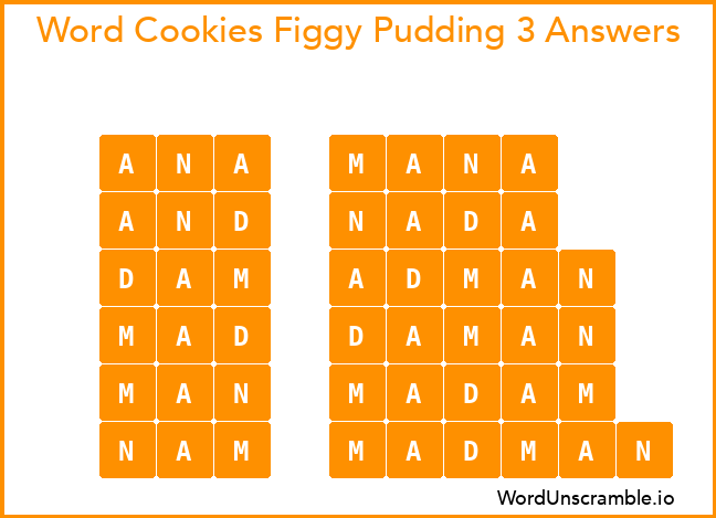 Word Cookies Figgy Pudding 3 Answers