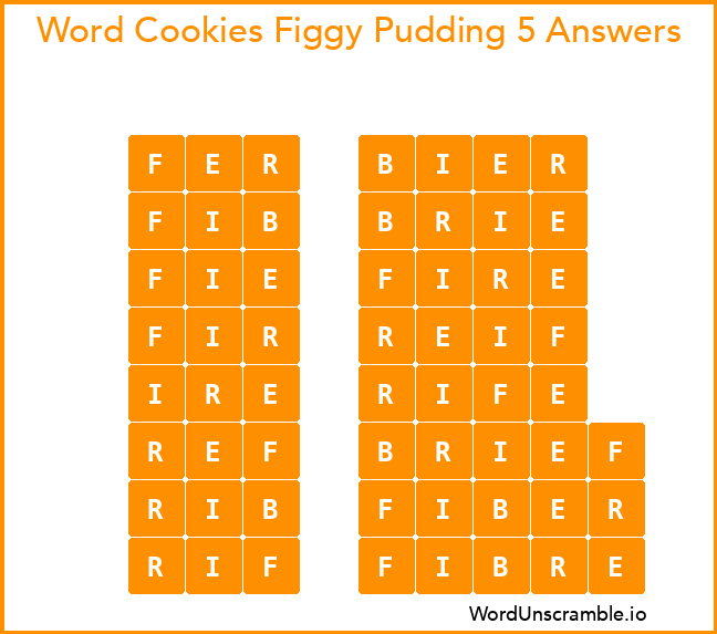 Word Cookies Figgy Pudding 5 Answers