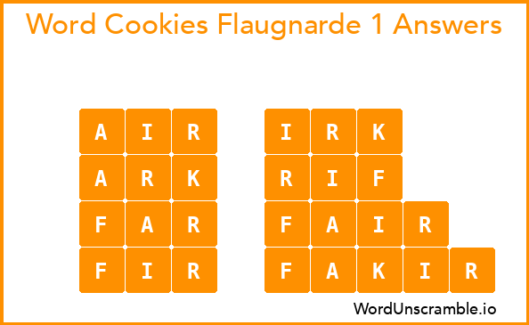 Word Cookies Flaugnarde 1 Answers