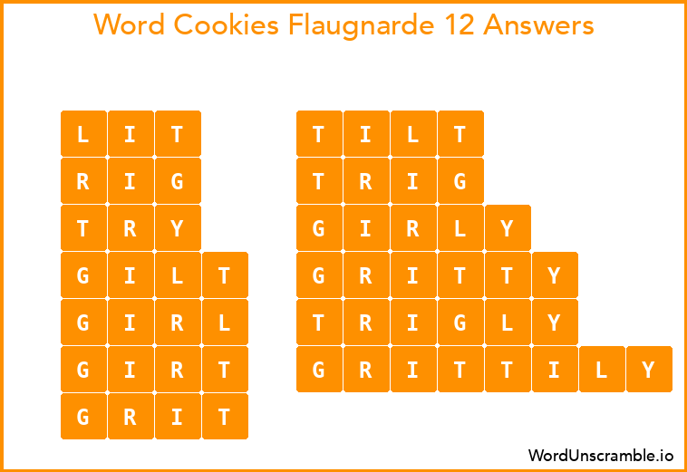 Word Cookies Flaugnarde 12 Answers