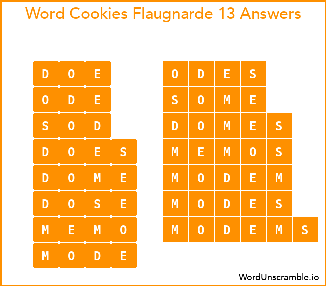 Word Cookies Flaugnarde 13 Answers