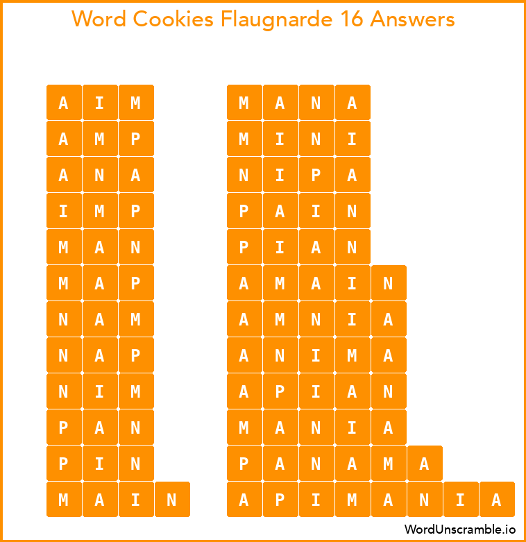Word Cookies Flaugnarde 16 Answers
