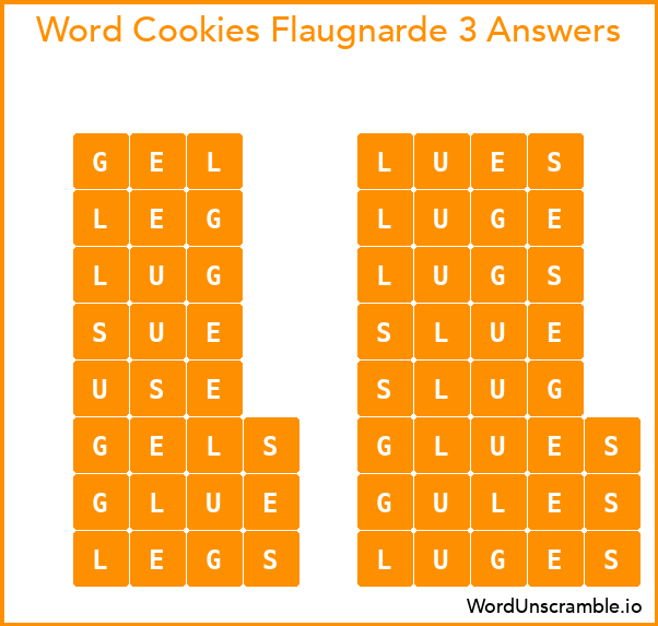 Word Cookies Flaugnarde 3 Answers