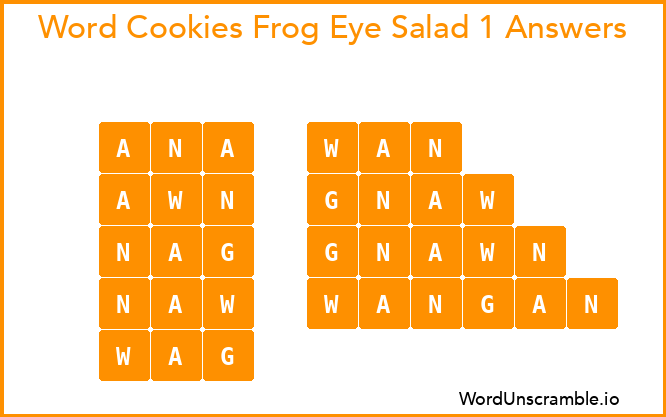 Word Cookies Frog Eye Salad 1 Answers