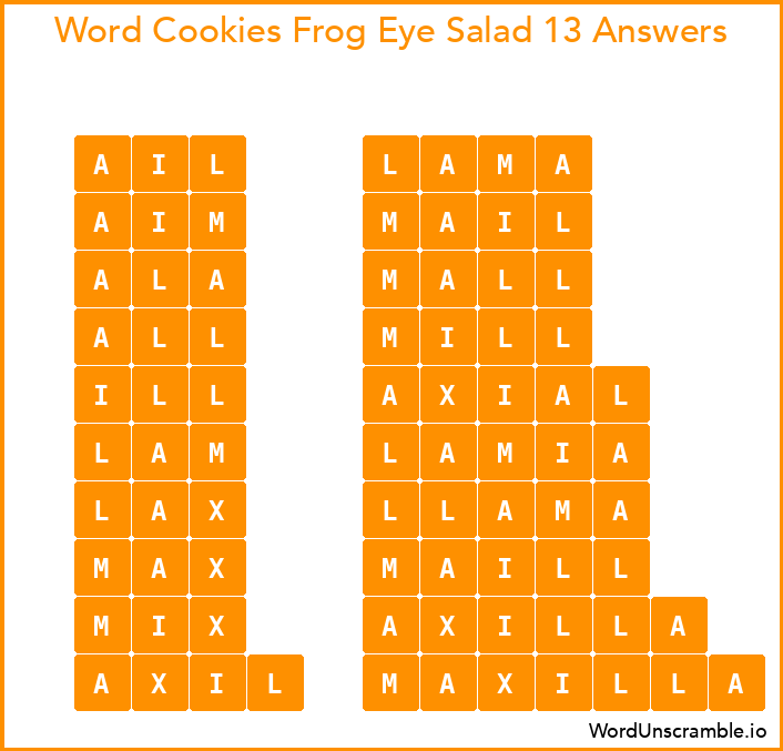 Word Cookies Frog Eye Salad 13 Answers