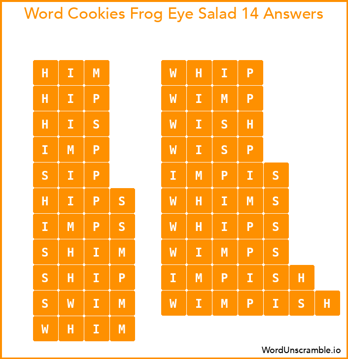 Word Cookies Frog Eye Salad 14 Answers