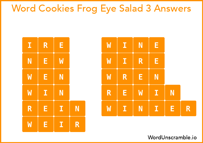 Word Cookies Frog Eye Salad 3 Answers