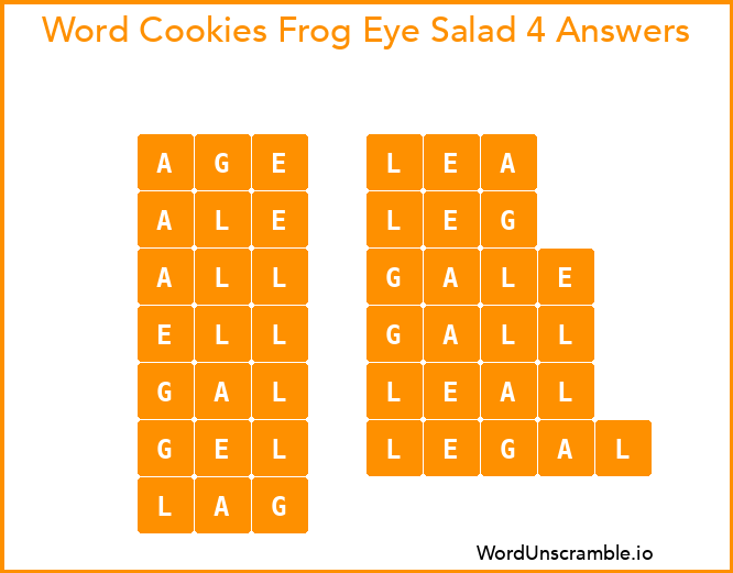 Word Cookies Frog Eye Salad 4 Answers