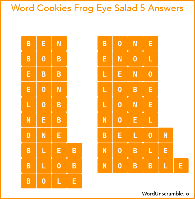 Word Cookies Frog Eye Salad 5 Answers