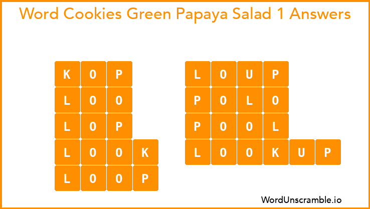 Word Cookies Green Papaya Salad 1 Answers