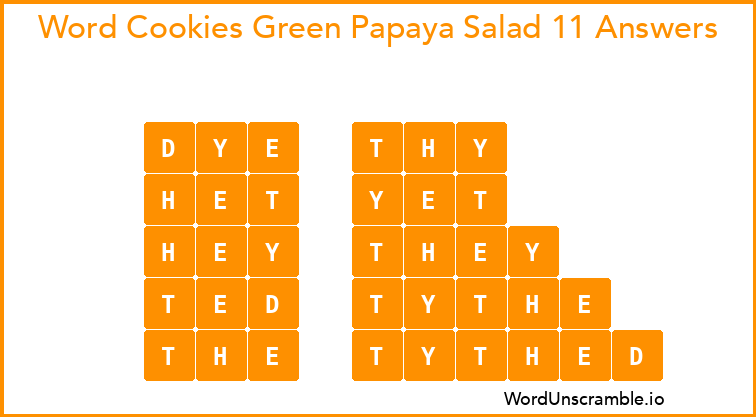 Word Cookies Green Papaya Salad 11 Answers