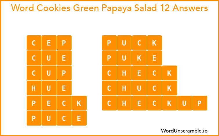 Word Cookies Green Papaya Salad 12 Answers