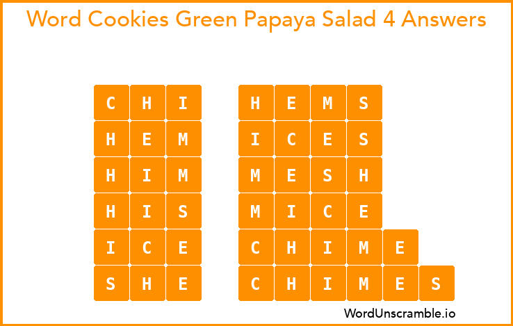 Word Cookies Green Papaya Salad 4 Answers
