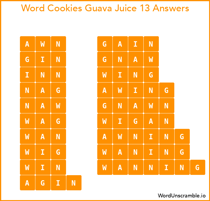 Word Cookies Guava Juice 13 Answers