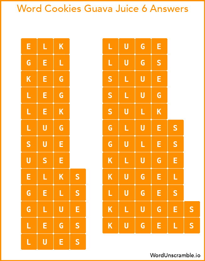 Word Cookies Guava Juice 6 Answers