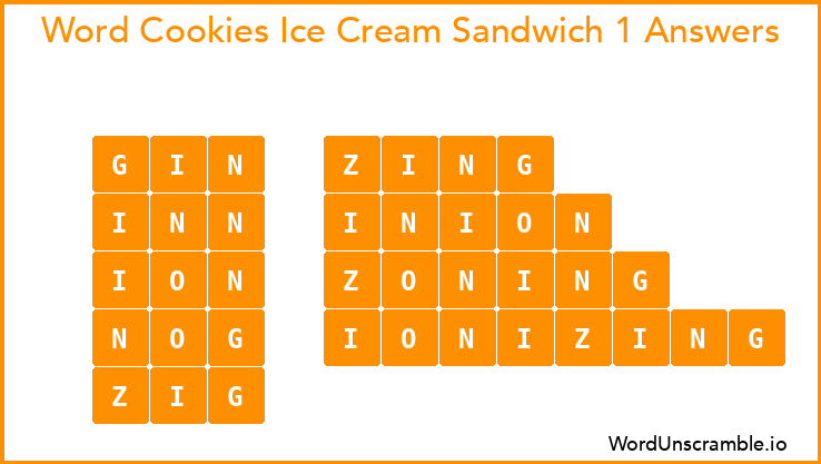 Word Cookies Ice Cream Sandwich 1 Answers