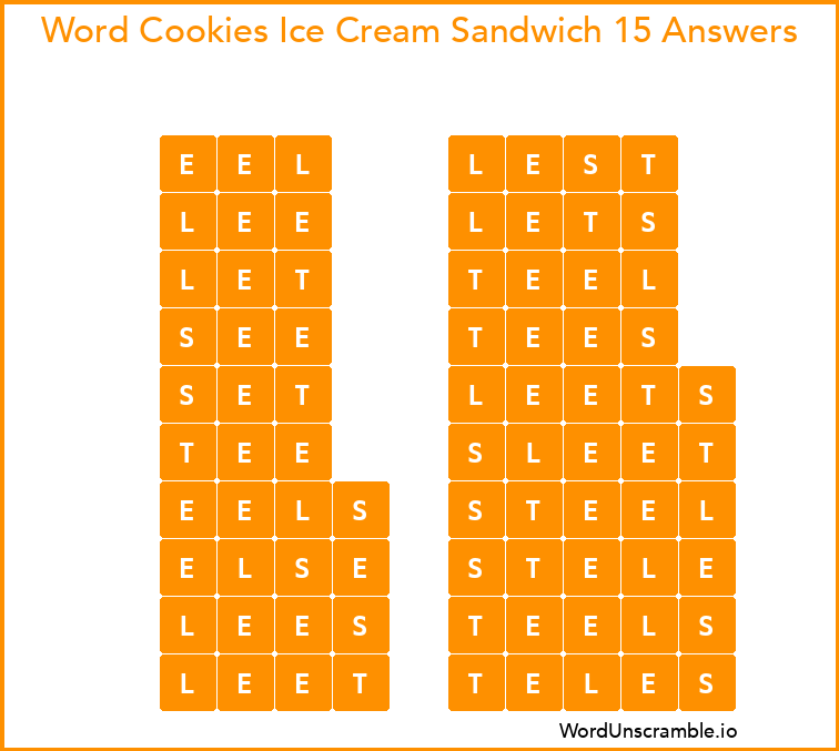Word Cookies Ice Cream Sandwich 15 Answers