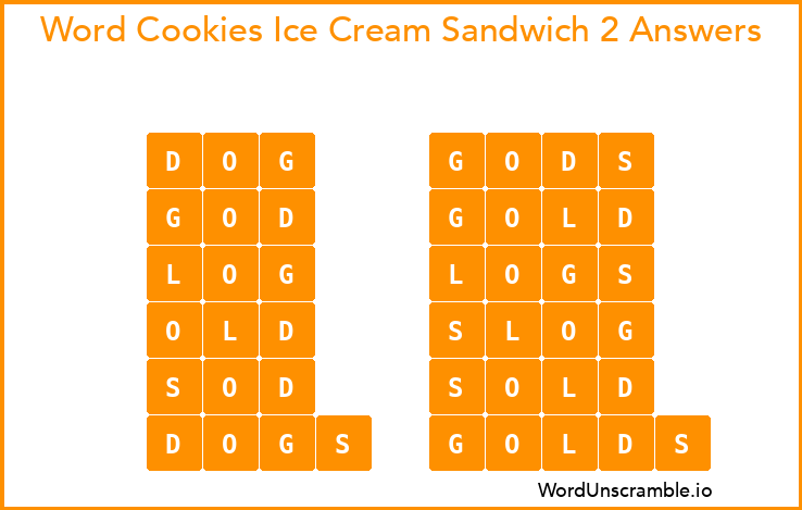 Word Cookies Ice Cream Sandwich 2 Answers