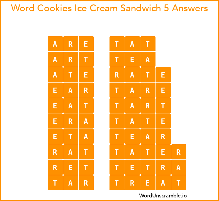 Word Cookies Ice Cream Sandwich 5 Answers