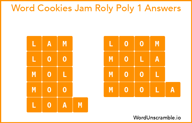 Word Cookies Jam Roly Poly 1 Answers