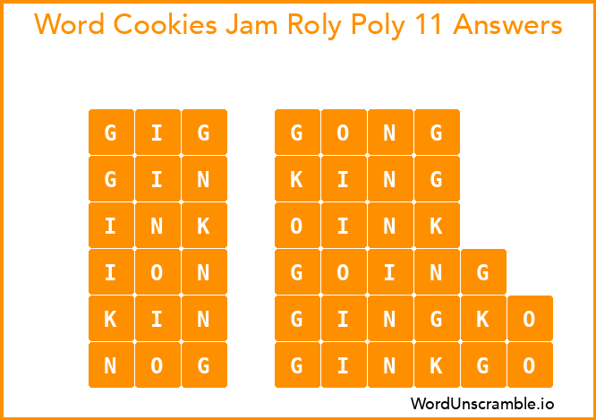 Word Cookies Jam Roly Poly 11 Answers