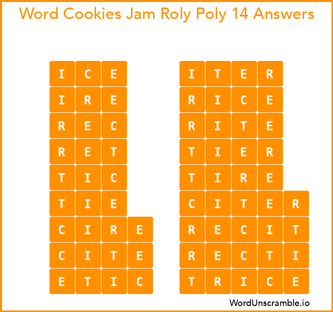 Word Cookies Jam Roly Poly 14 Answers