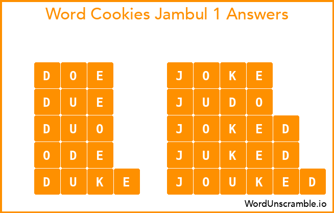 Word Cookies Jambul 1 Answers