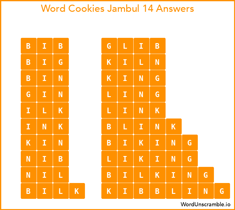 Word Cookies Jambul 14 Answers