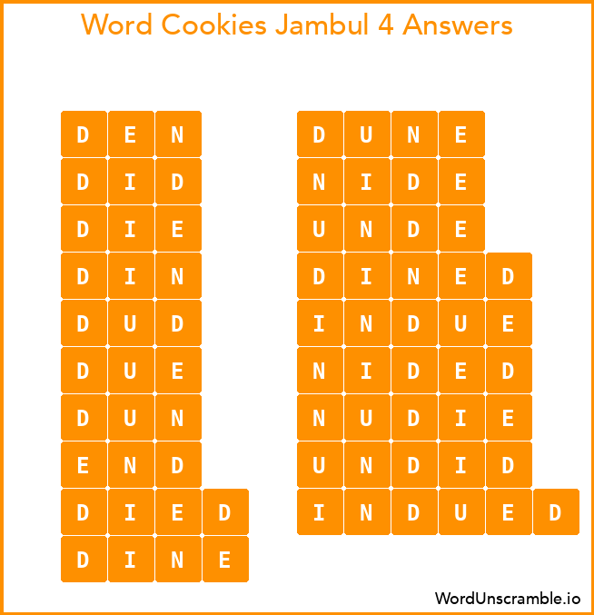 Word Cookies Jambul 4 Answers