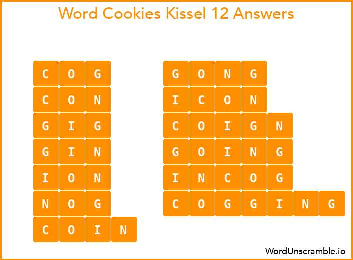 Word Cookies Kissel 12 Answers