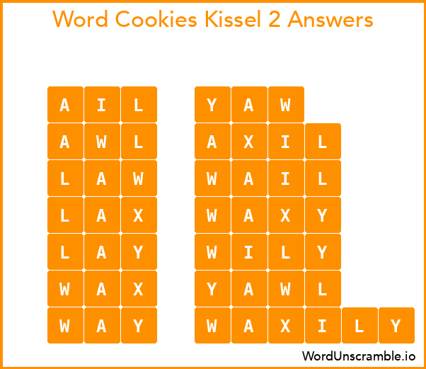 Word Cookies Kissel 2 Answers