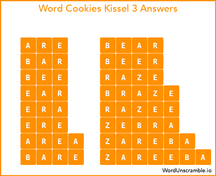 Word Cookies Kissel 3 Answers