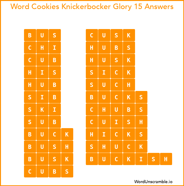 Word Cookies Knickerbocker Glory 15 Answers
