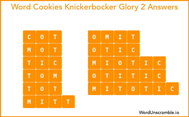 Word Cookies Knickerbocker Glory 2 Answers