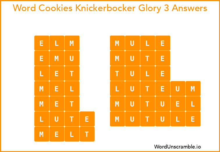 Word Cookies Knickerbocker Glory 3 Answers