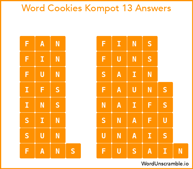Word Cookies Kompot 13 Answers