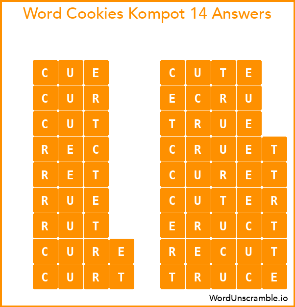 Word Cookies Kompot 14 Answers