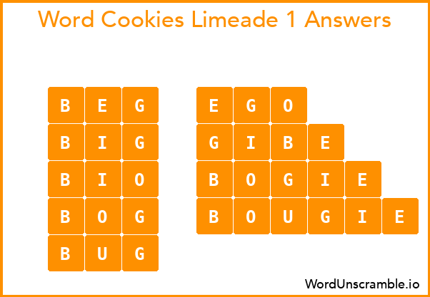 Word Cookies Limeade 1 Answers
