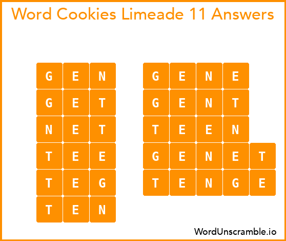 Word Cookies Limeade 11 Answers